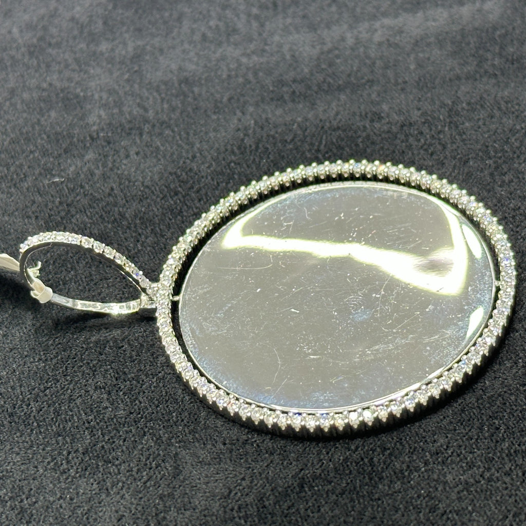 2 Side Picture Charm with Moissanite 3.3 ctw 925 Sterling SIlver Passes Tester
