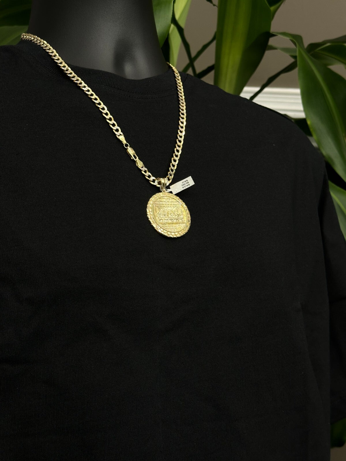 Round Last Supper Charm with Nuggets 10k Real Gold