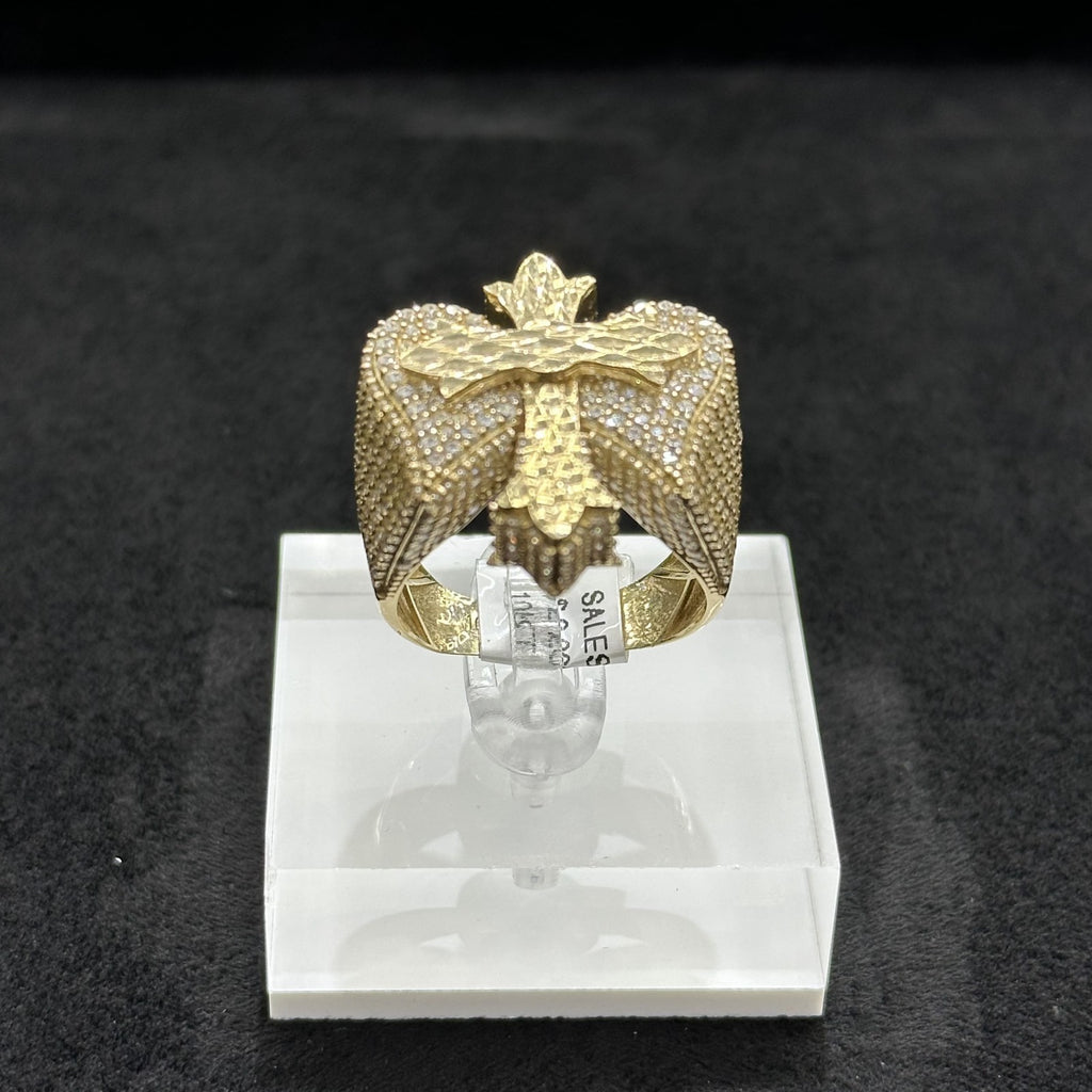 10k Cross With Wings Ring Angel CZ stones Man Female