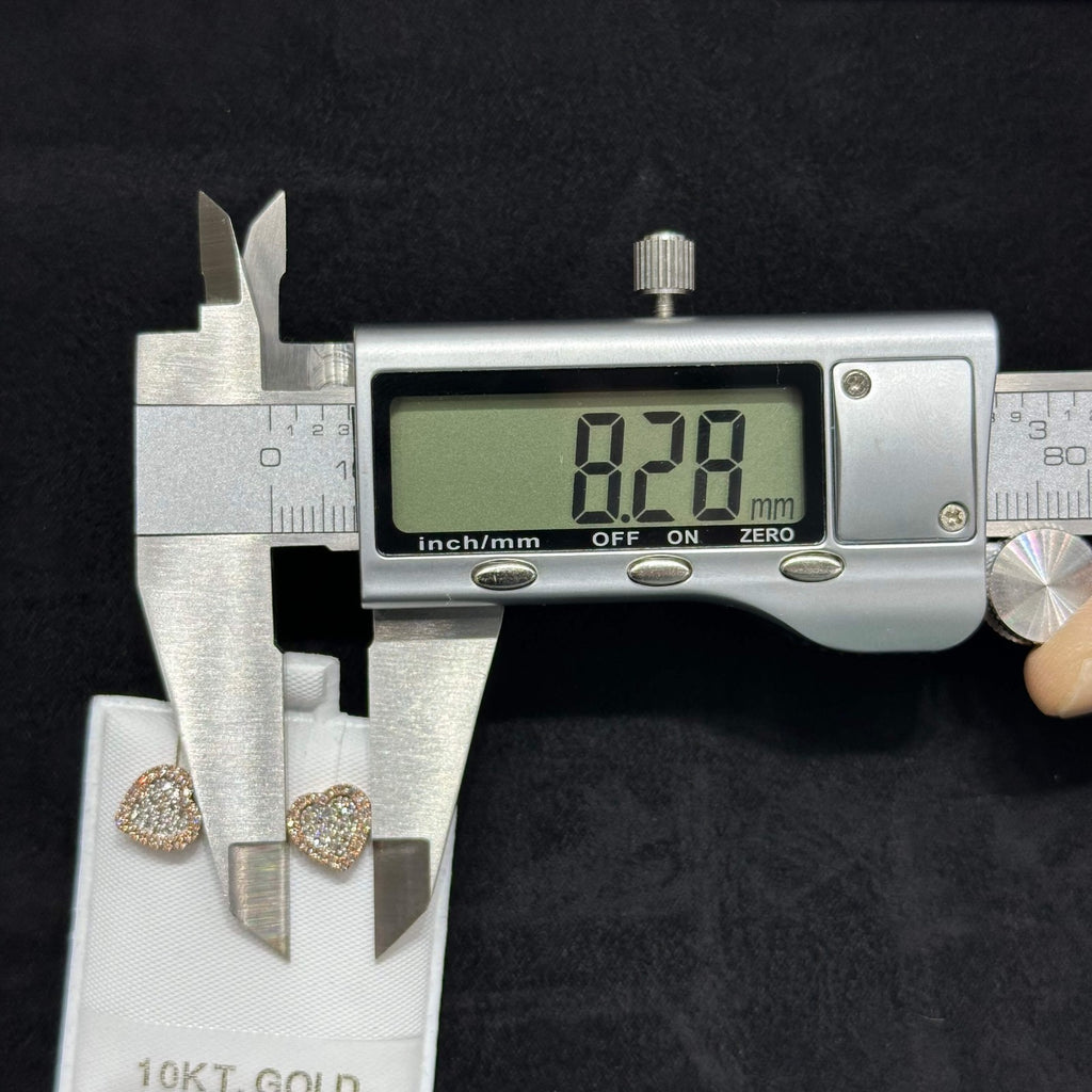 Natural Diamond Heart Shaped Earrings 10K Real Rose Gold 0.38 CTW