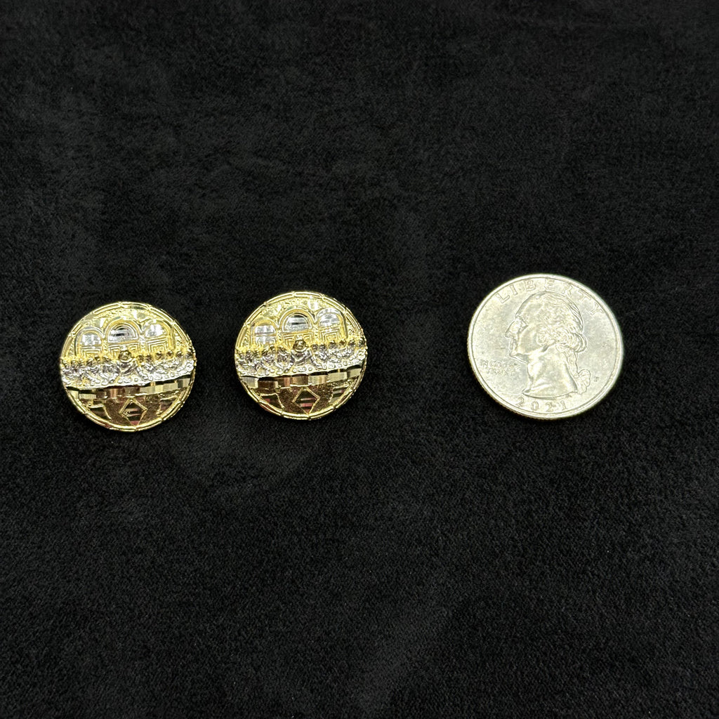 10k Gold Last Supper Earrings Large Size