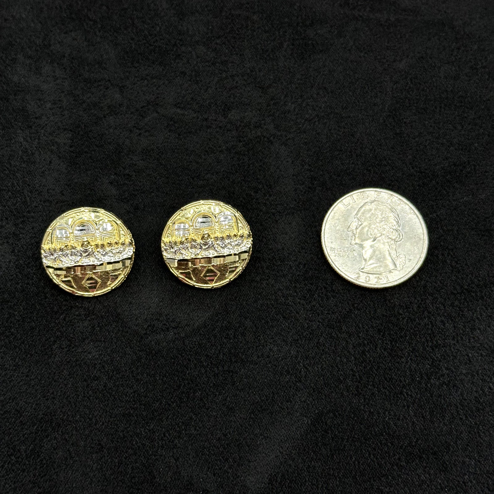 10k Gold Last Supper Earrings Large Size