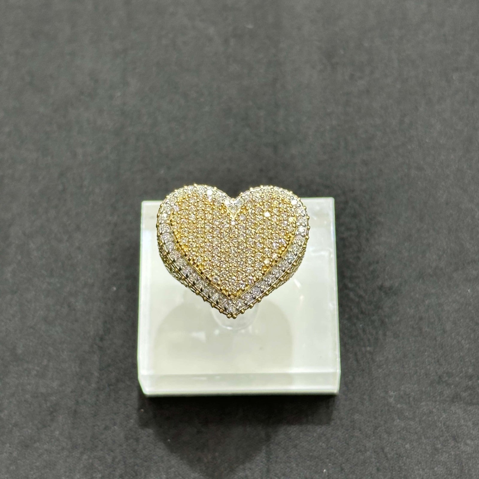 Genuine Diamond 5.05 CTW with 10k Yellow Gold Heart Shape Ring ALL SIZES