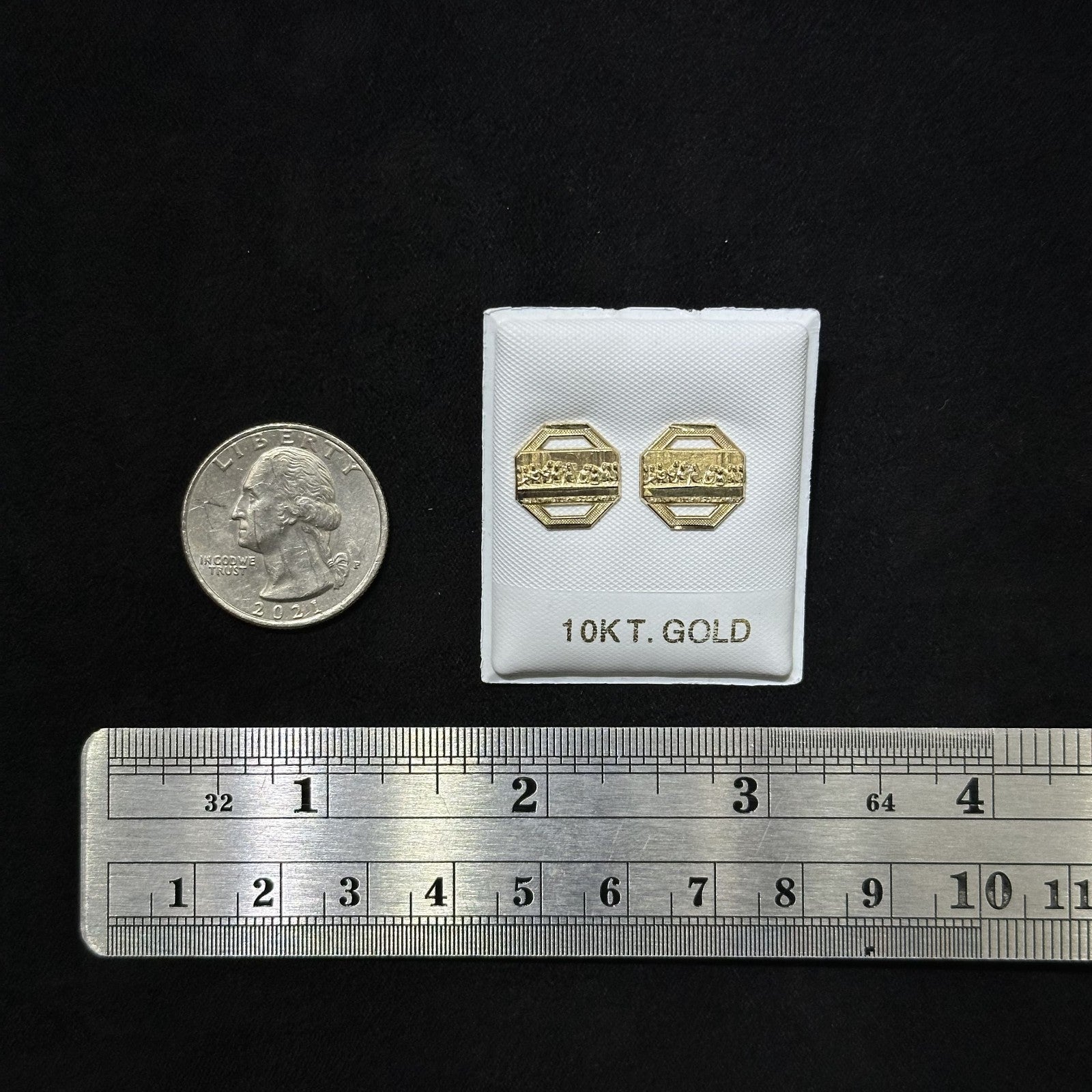 10k Gold Earrings Last Supper Medium Small Size Male Female Kids