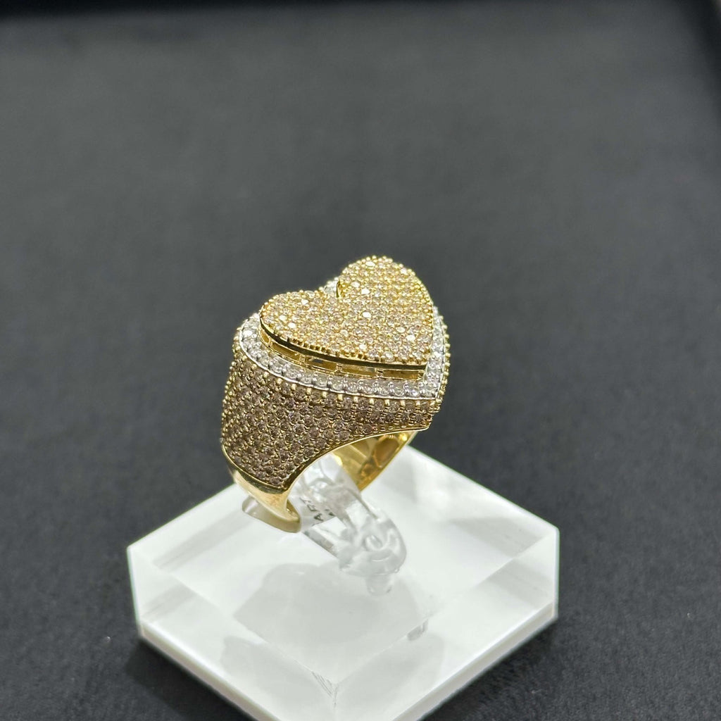 Genuine Diamond 5.05 CTW with 10k Yellow Gold Heart Shape Ring ALL SIZES