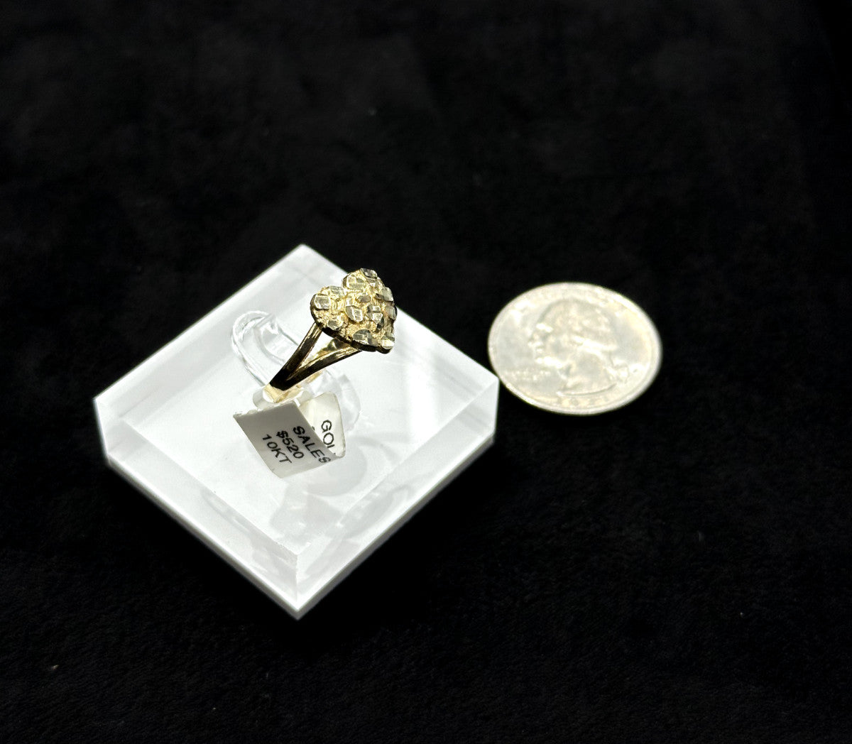 10k Gold Heart Nugget Ring Size 7