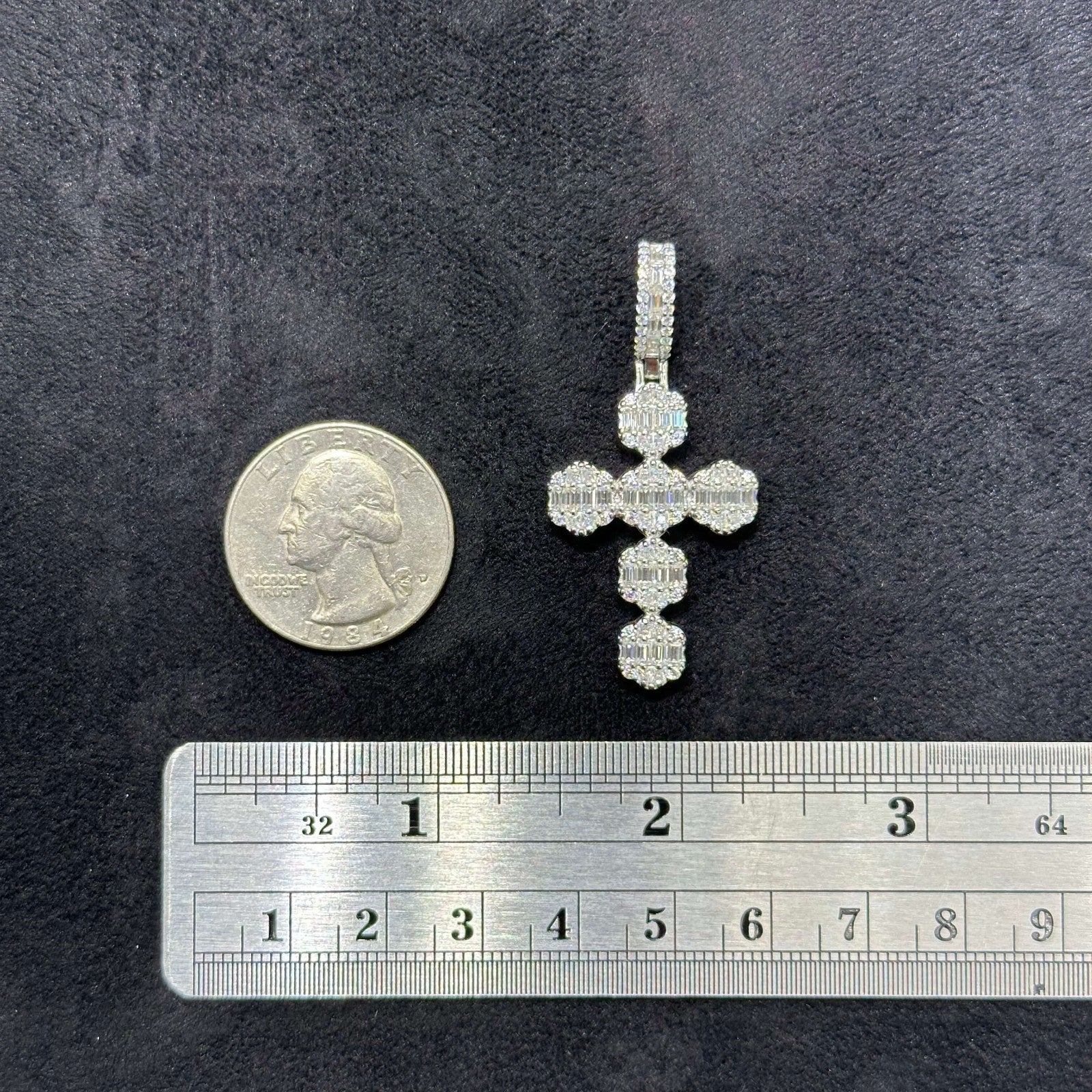 Unique Cross Charm 2.28CTW .925 Silver Moissanite VVS D Passes Tester