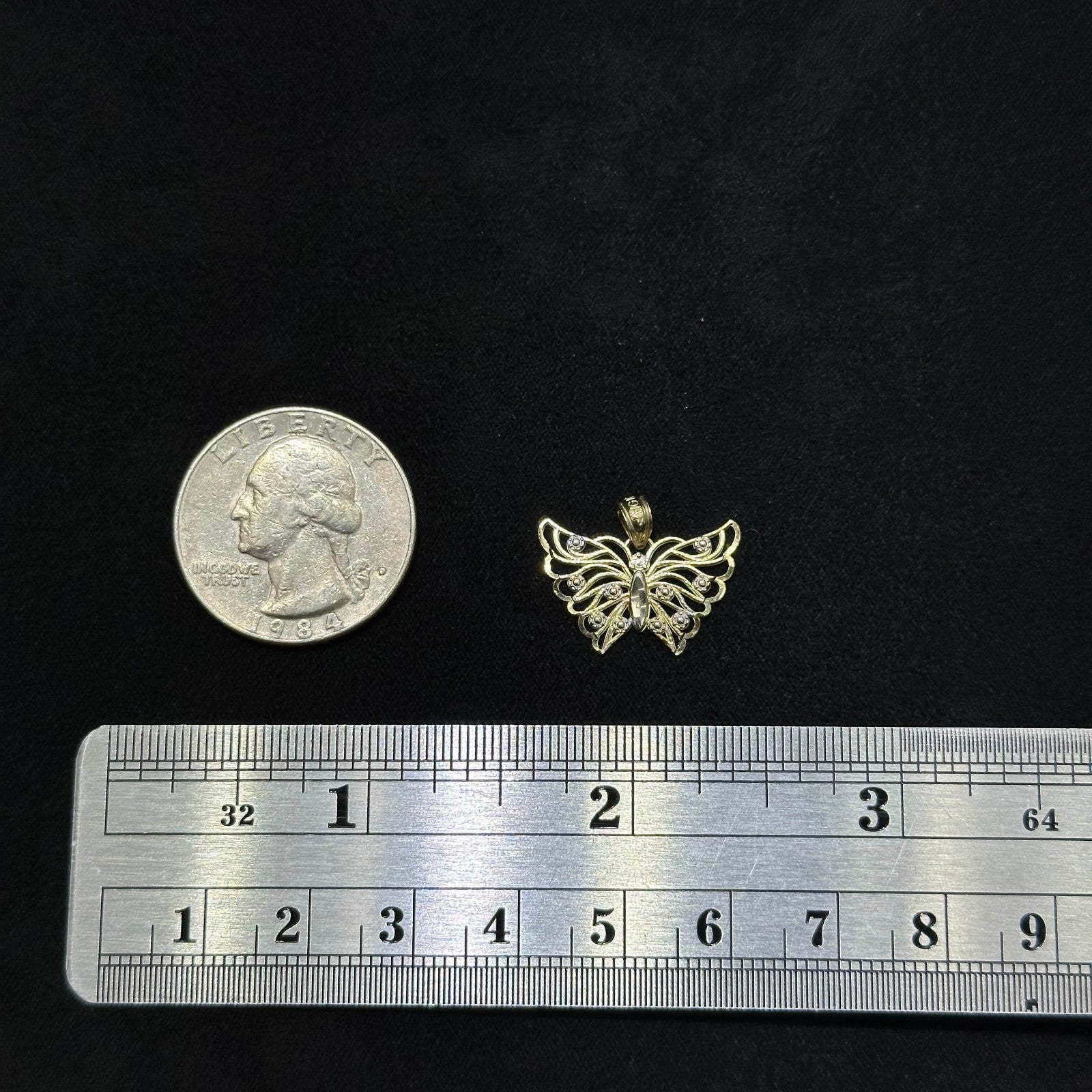 10k Real Gold Butterfly Charm Pendant Female Kids Small Size Cute