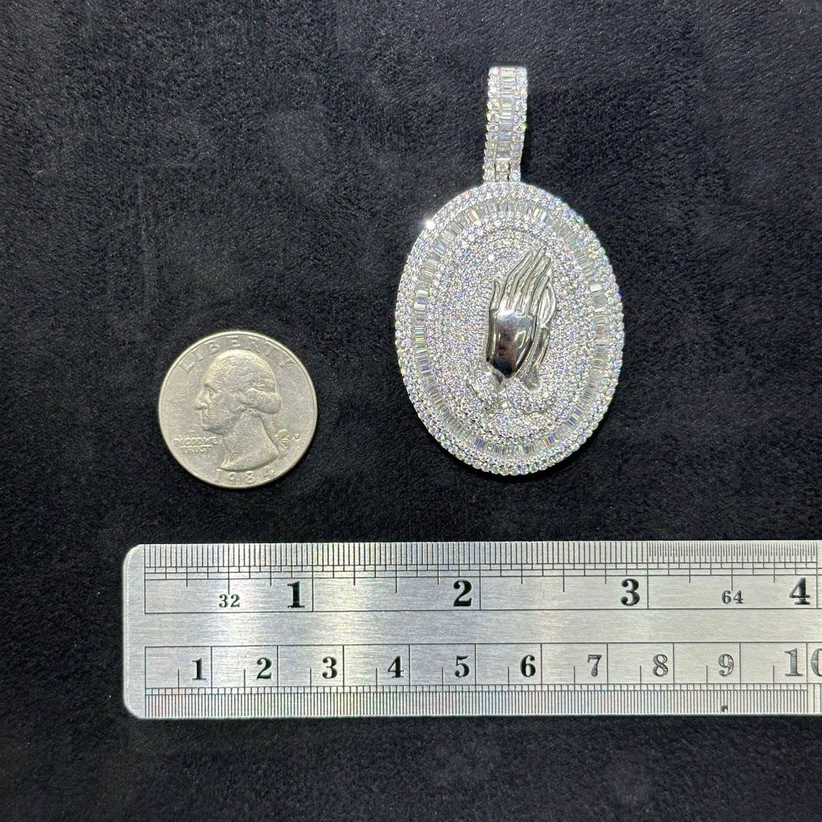 Moissanite 925 Praying Hands Charm Pendant 7.95 CTW Lab Diamonds