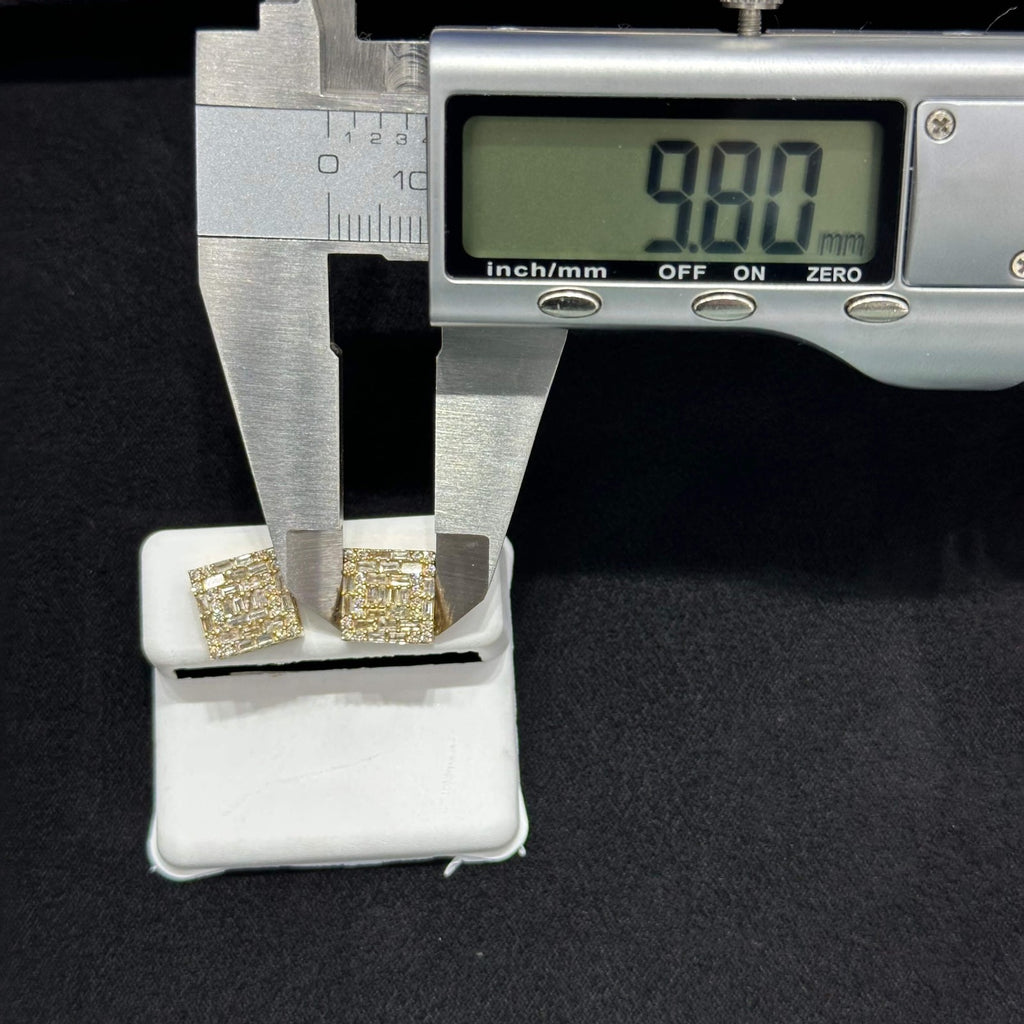 Genuine Natural Diamond Square Stud Earrings (1 CTW) 10k Real Gold