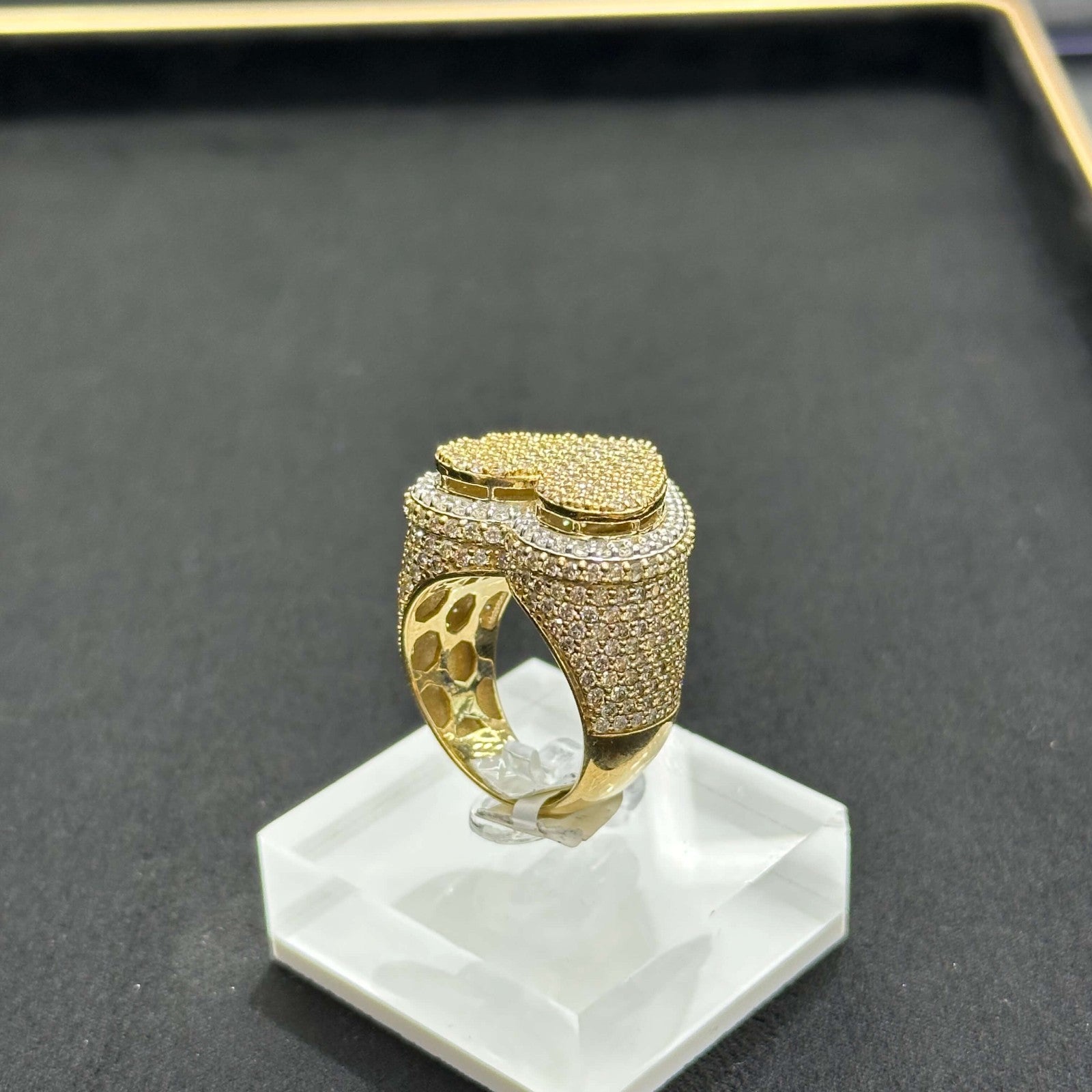 Genuine Diamond 5.05 CTW with 10k Yellow Gold Heart Shape Ring ALL SIZES