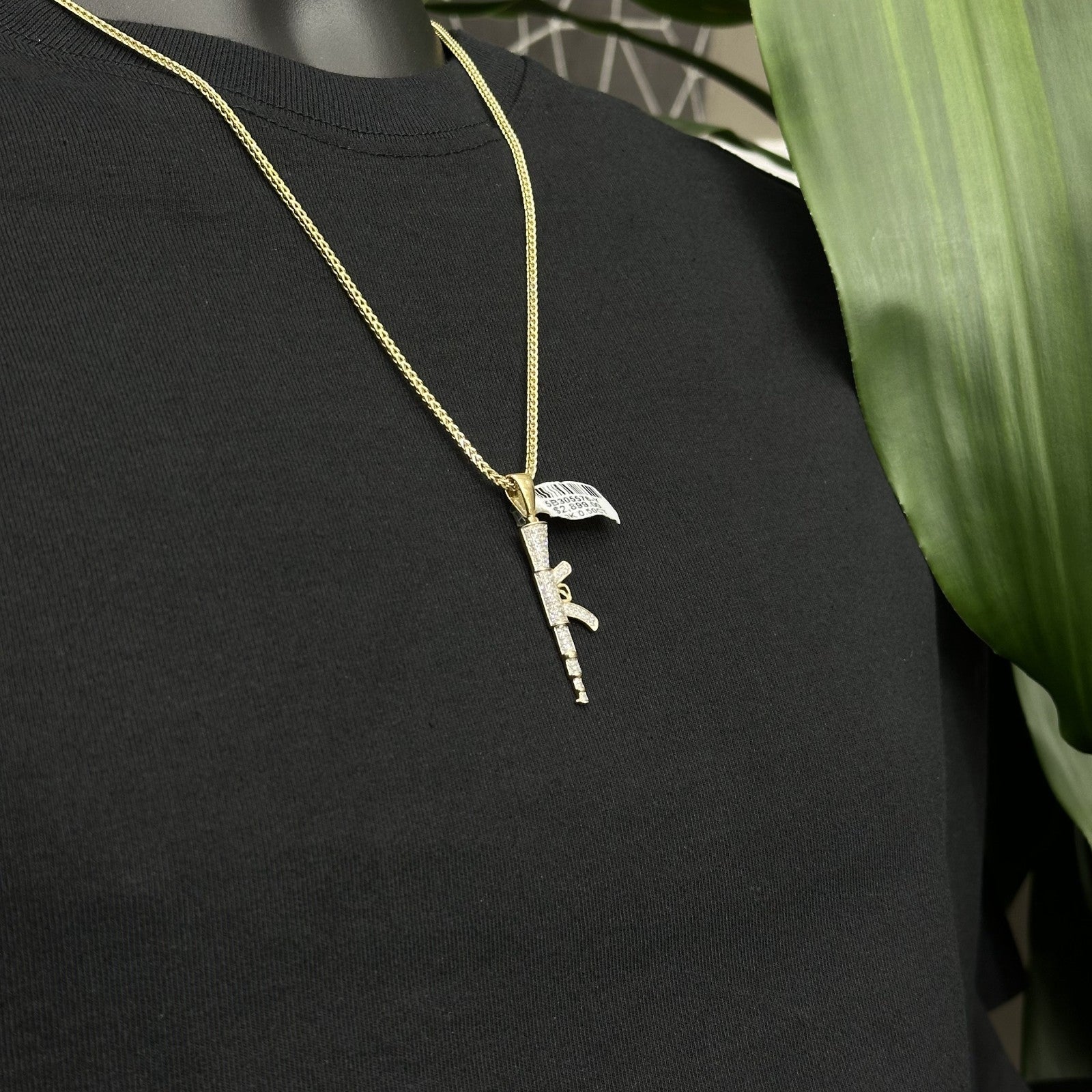 Diamond Gun Charm 10k Yellow Gold with Natural Real Diamonds 0.50 CTW
