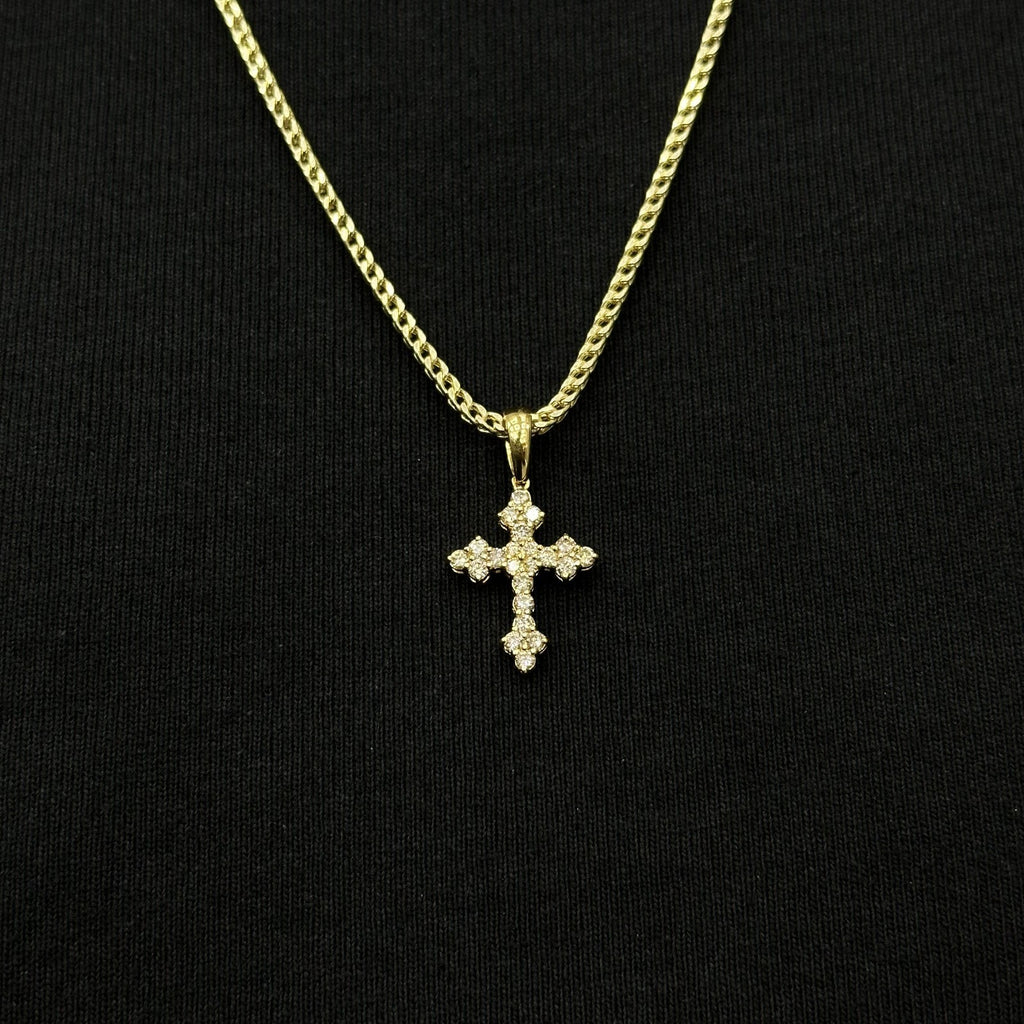 10K Solid Gold Natural Diamond Cross Pendant 0.51 CTW