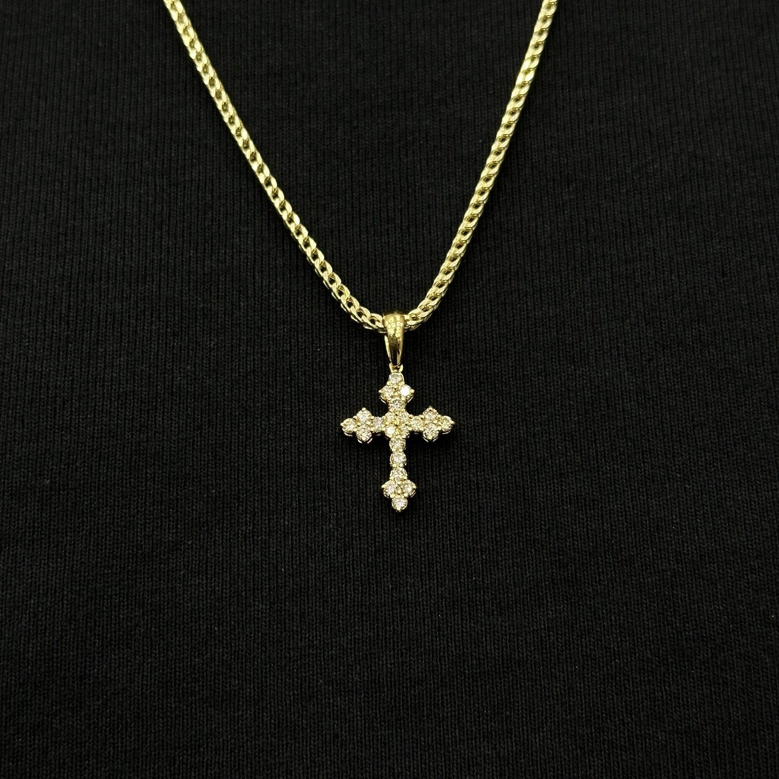 10K Solid Gold Natural Diamond Cross Pendant 0.51 CTW