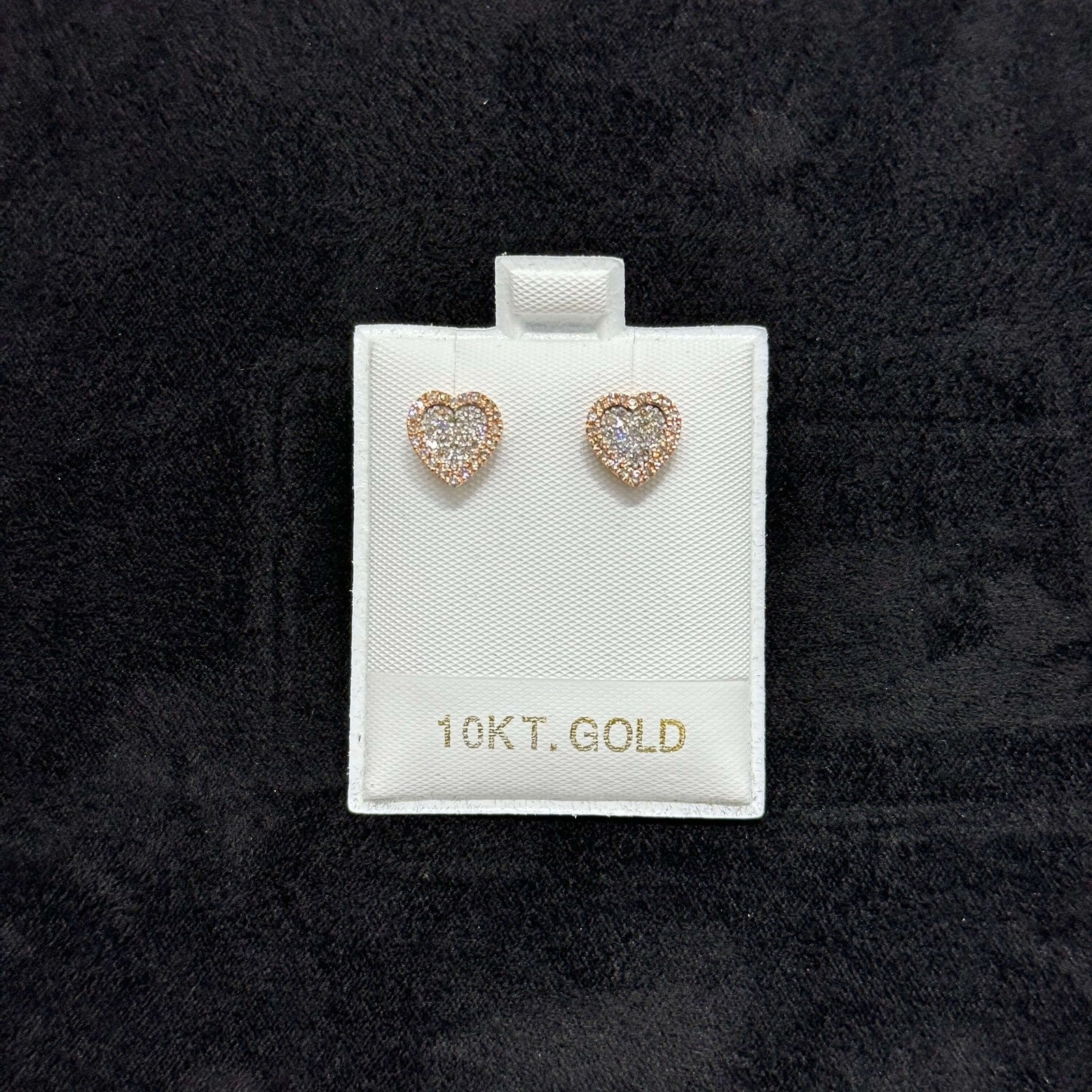 Natural Diamond Heart Shaped Earrings 10K Real Rose Gold 0.38 CTW