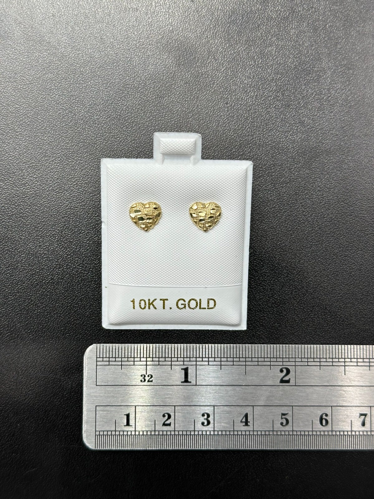 10K GOLD EARRINGS HEART NUGGET STYLE  MALE FEMALE SIZE REAL GOLD