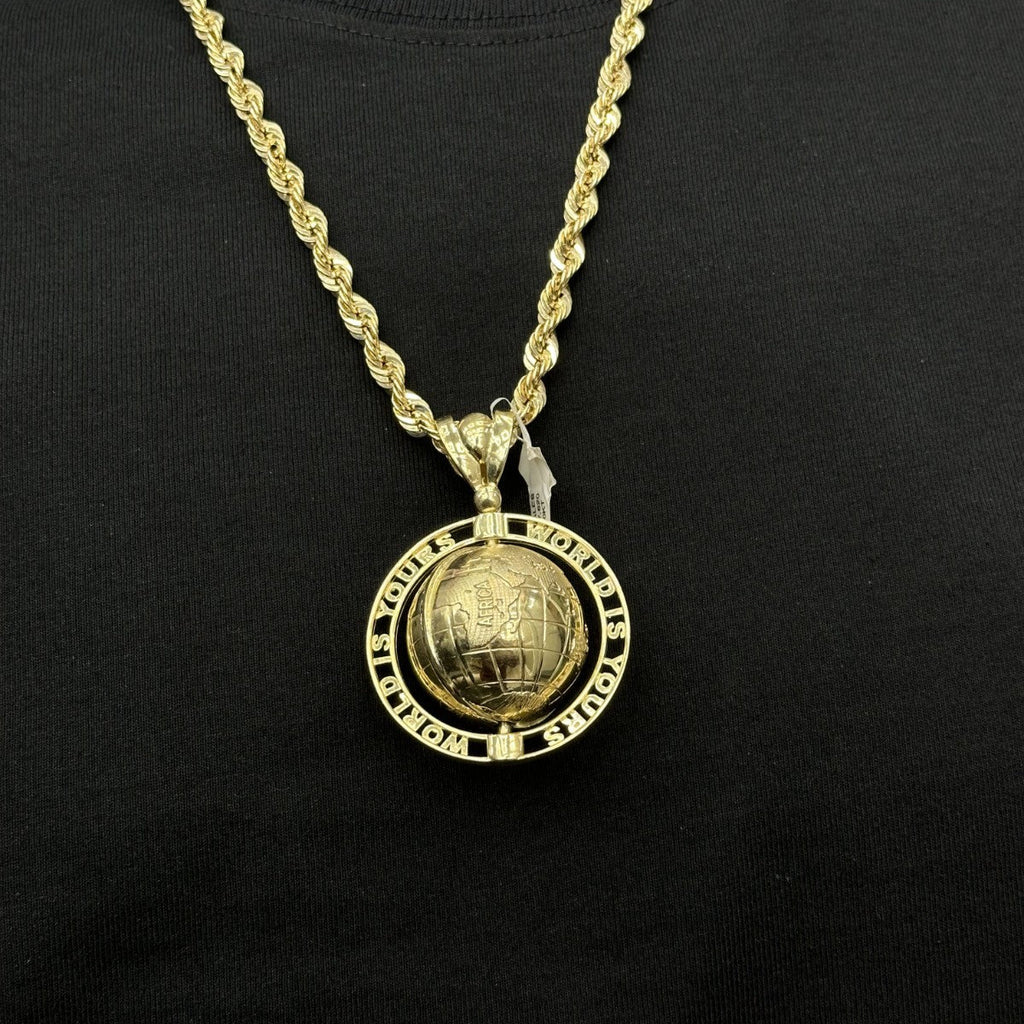 3D 10k Gold Charm Globe
