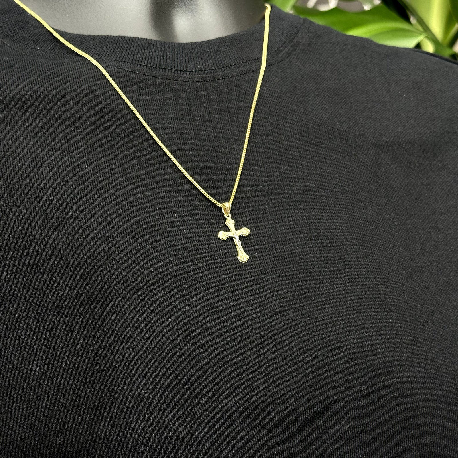 Real Solid 10K Yellow Gold Polished Small Cross Charm Pendant