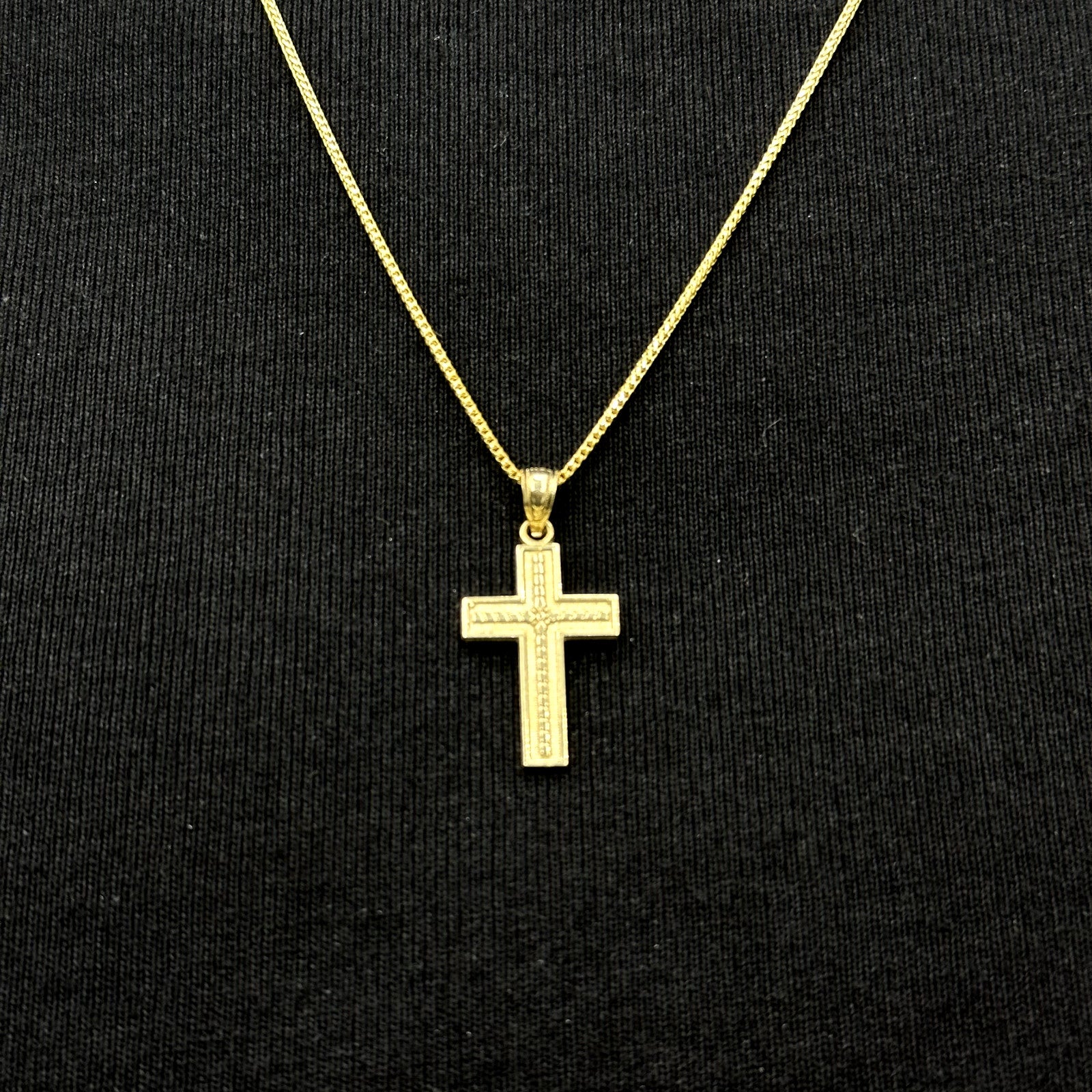 Real Solid 10K Yellow Gold Polished Small Cross Charm Pendant