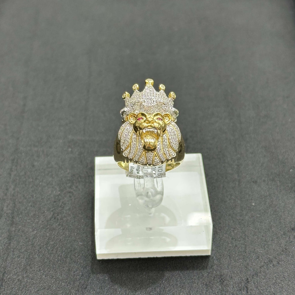 Natural Diamond Leon Head Ring 10k Gold Ring Man 0.5 ctw