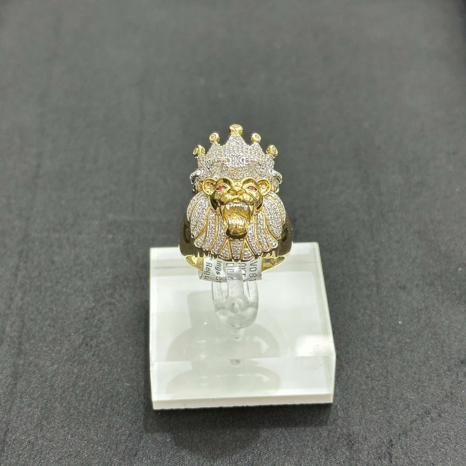 Natural Diamond Leon Head Ring 10k Gold Ring Man 0.5 ctw