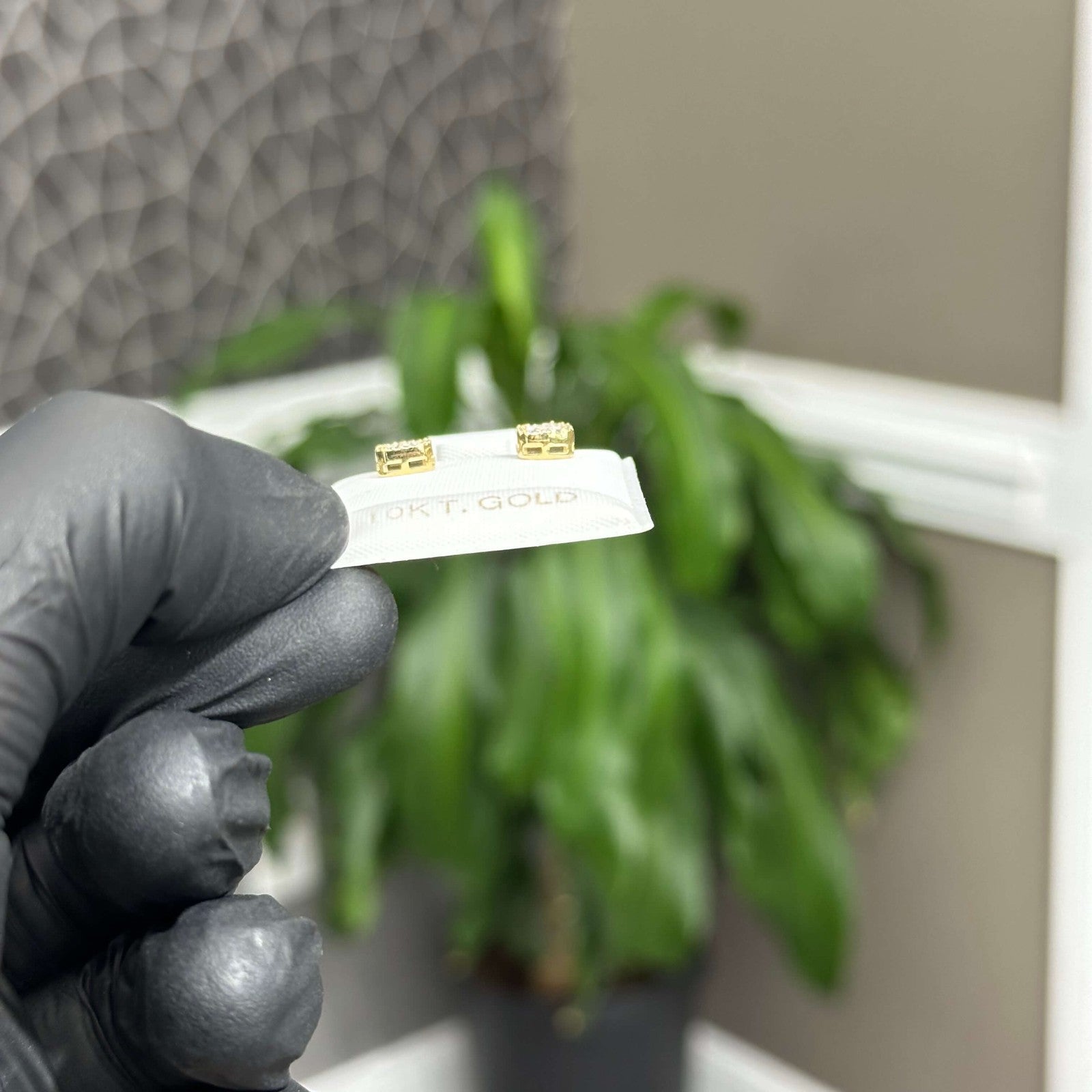 Genuine Natural Diamond Square Stud Earrings (.28 CTW) 10k Real Gold