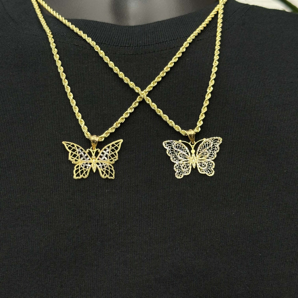 10k Real Gold Charm Butterfly Pendant Women's Jewelry