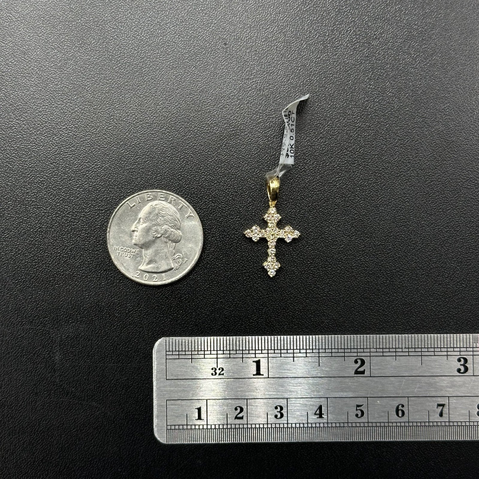 10K Solid Gold Natural Diamond Cross Pendant 0.51 CTW