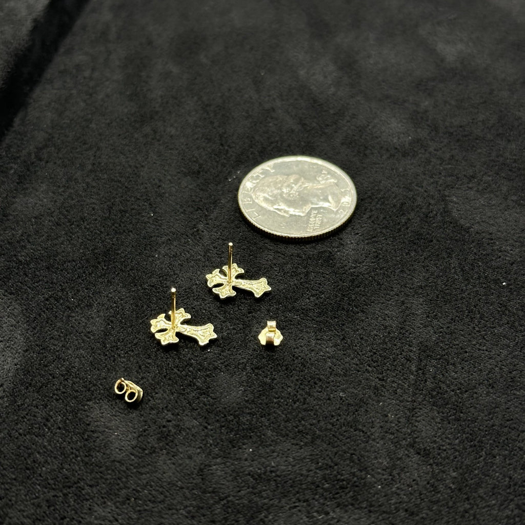 10k Real Gold Cross Earrings Male Female Size Real