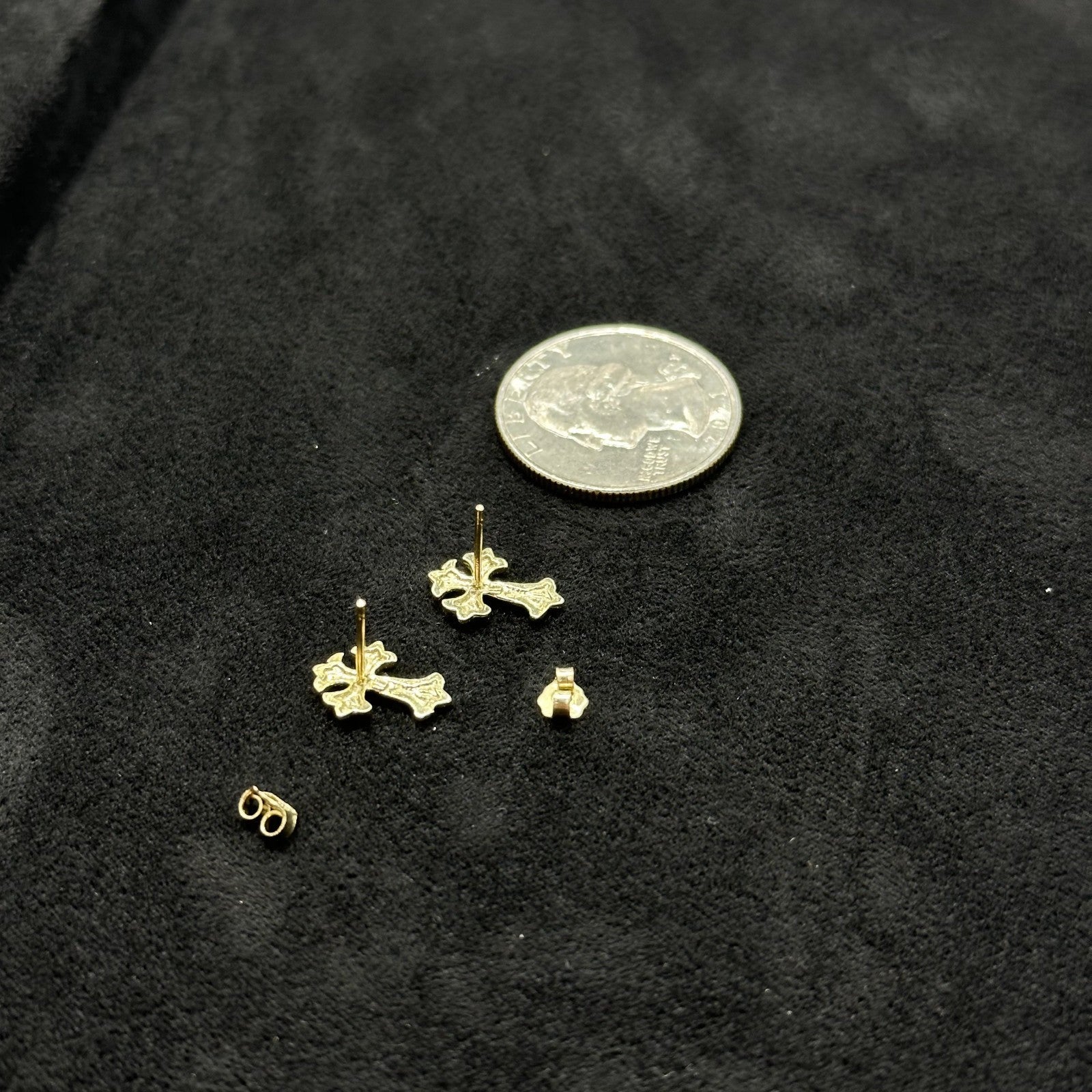 10k Real Gold Cross Earrings Male Female Size Real