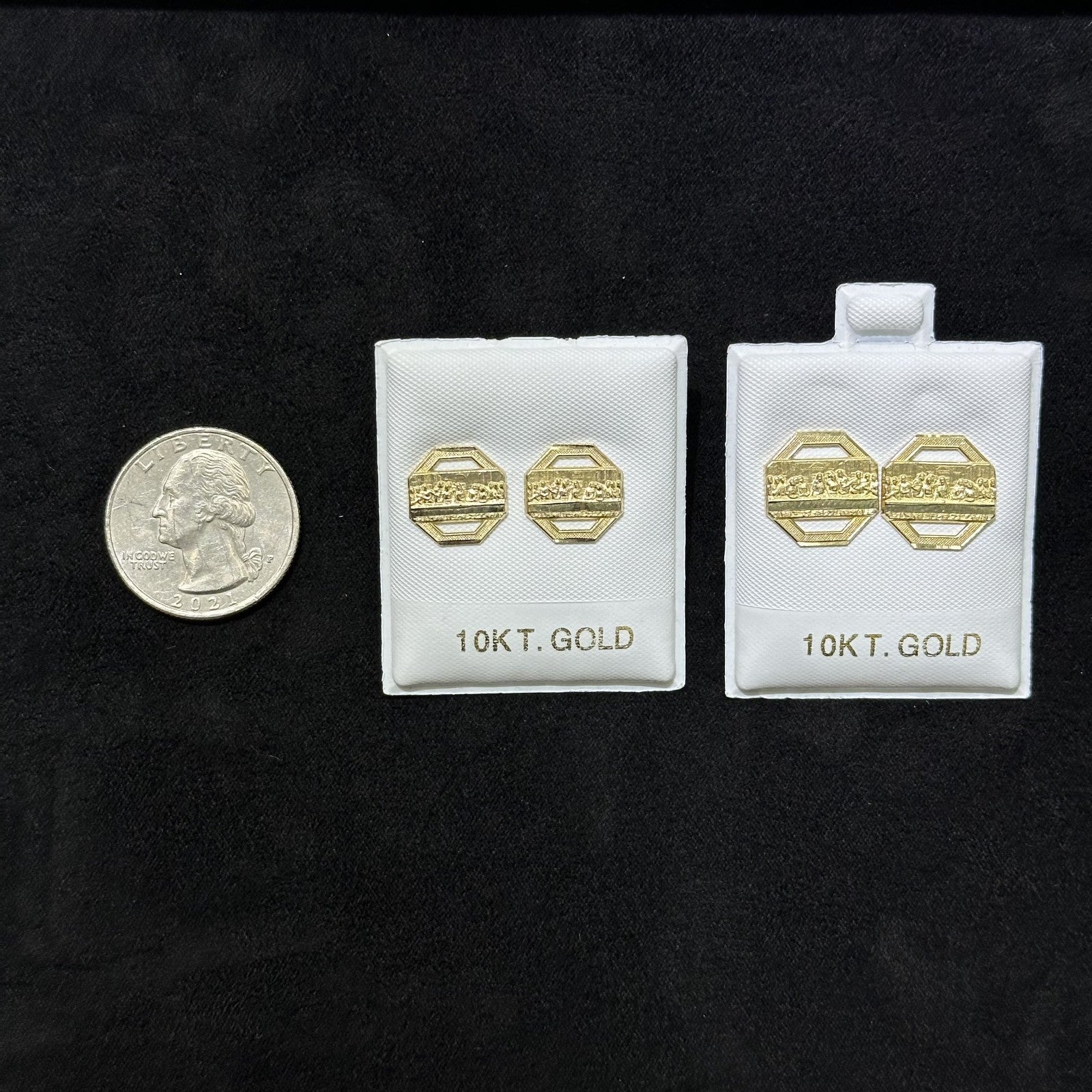 10k Gold Earrings Last Supper Medium Small Size Male Female Kids