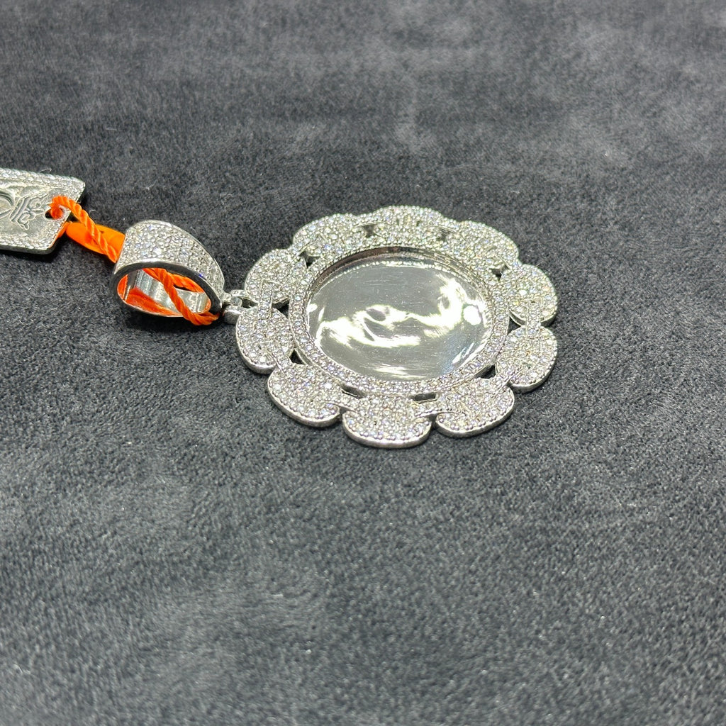 Puff Links Silver Memorial Picture Charm with Moissanite 4.34 CTW Passes Tester