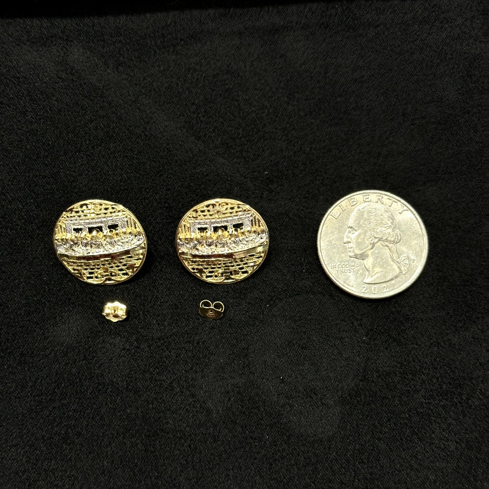 10k Gold Last Supper Earrings Large Size