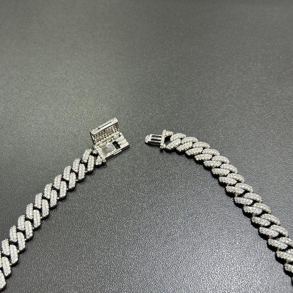 MOISSANITE Real Miami Cuban Link 8MM Chain Iced Hip Hop 925 Silver Necklace