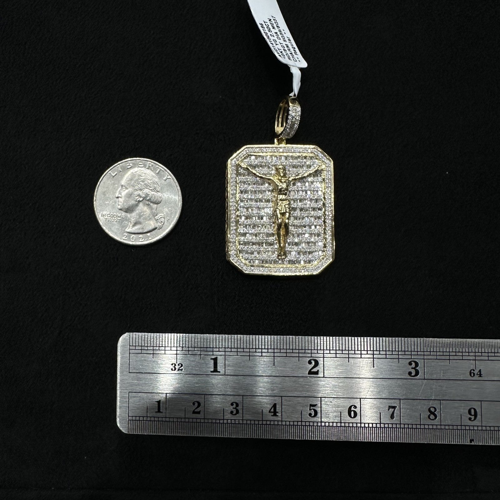 10k Gold with Natural Diamonds Cross Jesus Charm