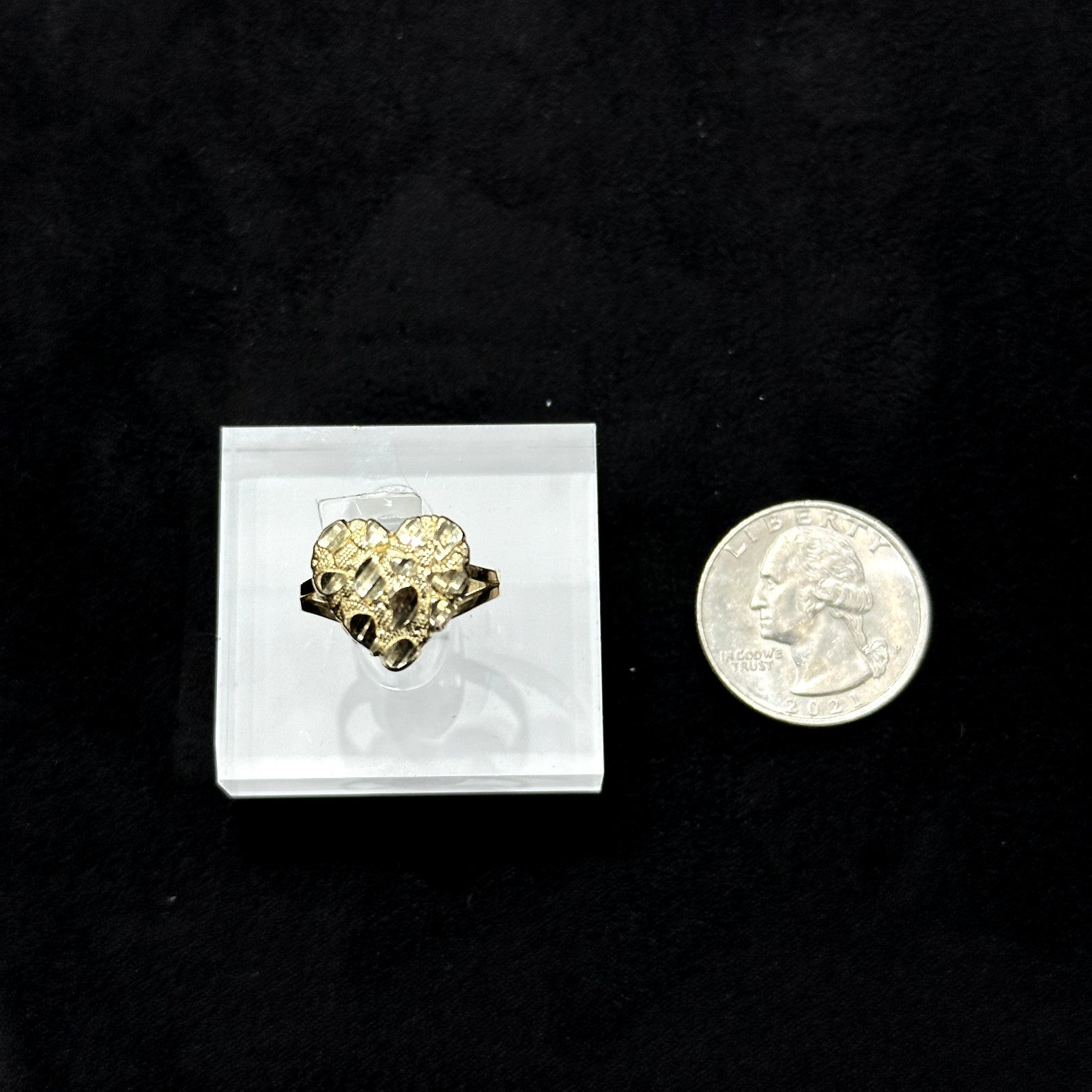 10k Gold Heart Nugget Ring Size 7