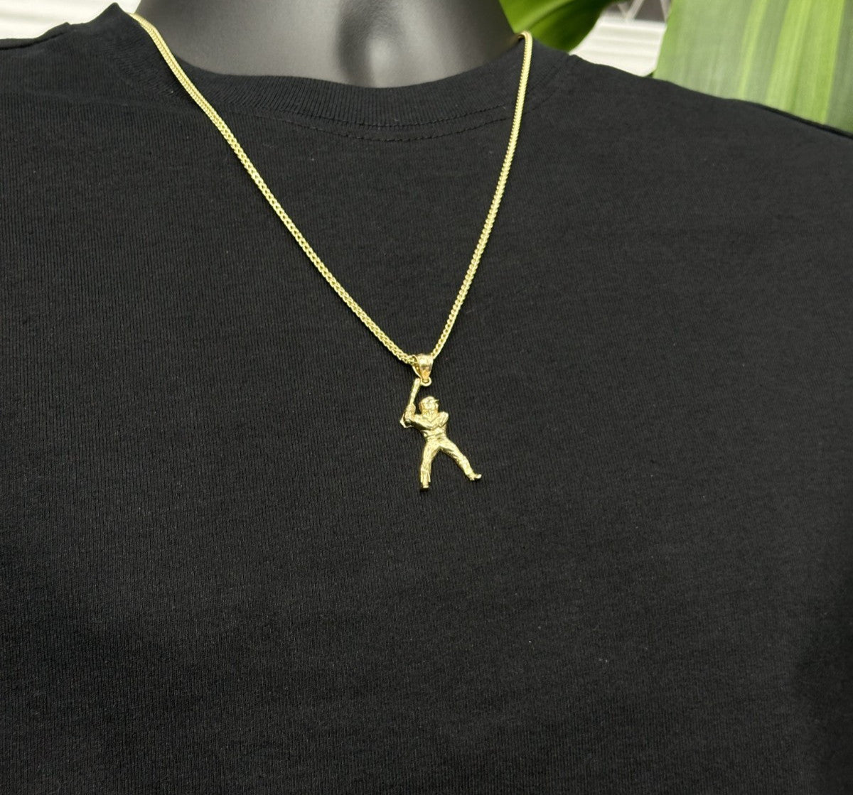 10KT Real Yellow Gold Baseball Charm Pendant  Male