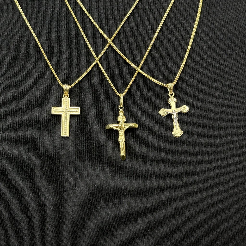 Real Solid 10K Yellow Gold Polished Small Cross Charm Pendant