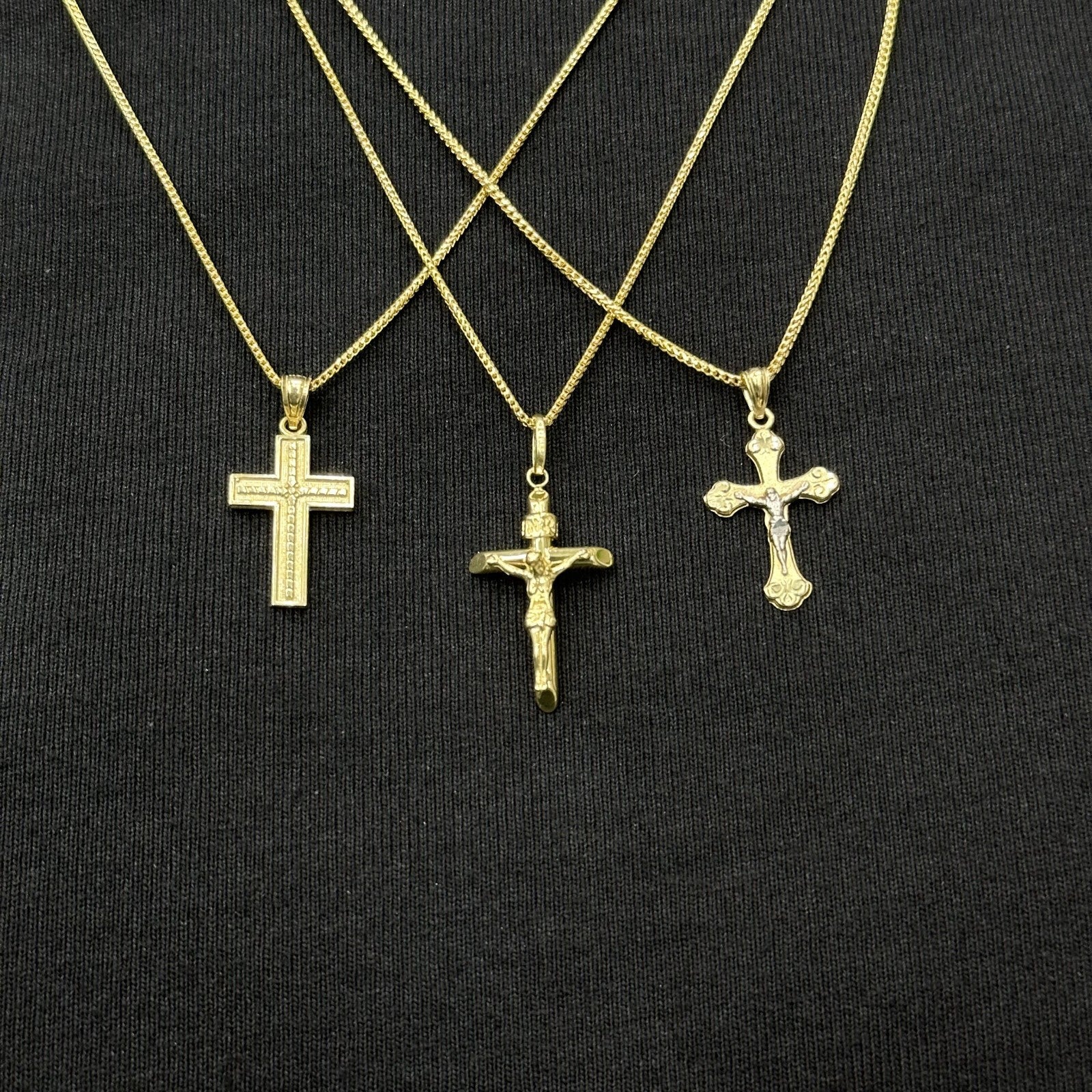 Real Solid 10K Yellow Gold Polished Small Cross Charm Pendant