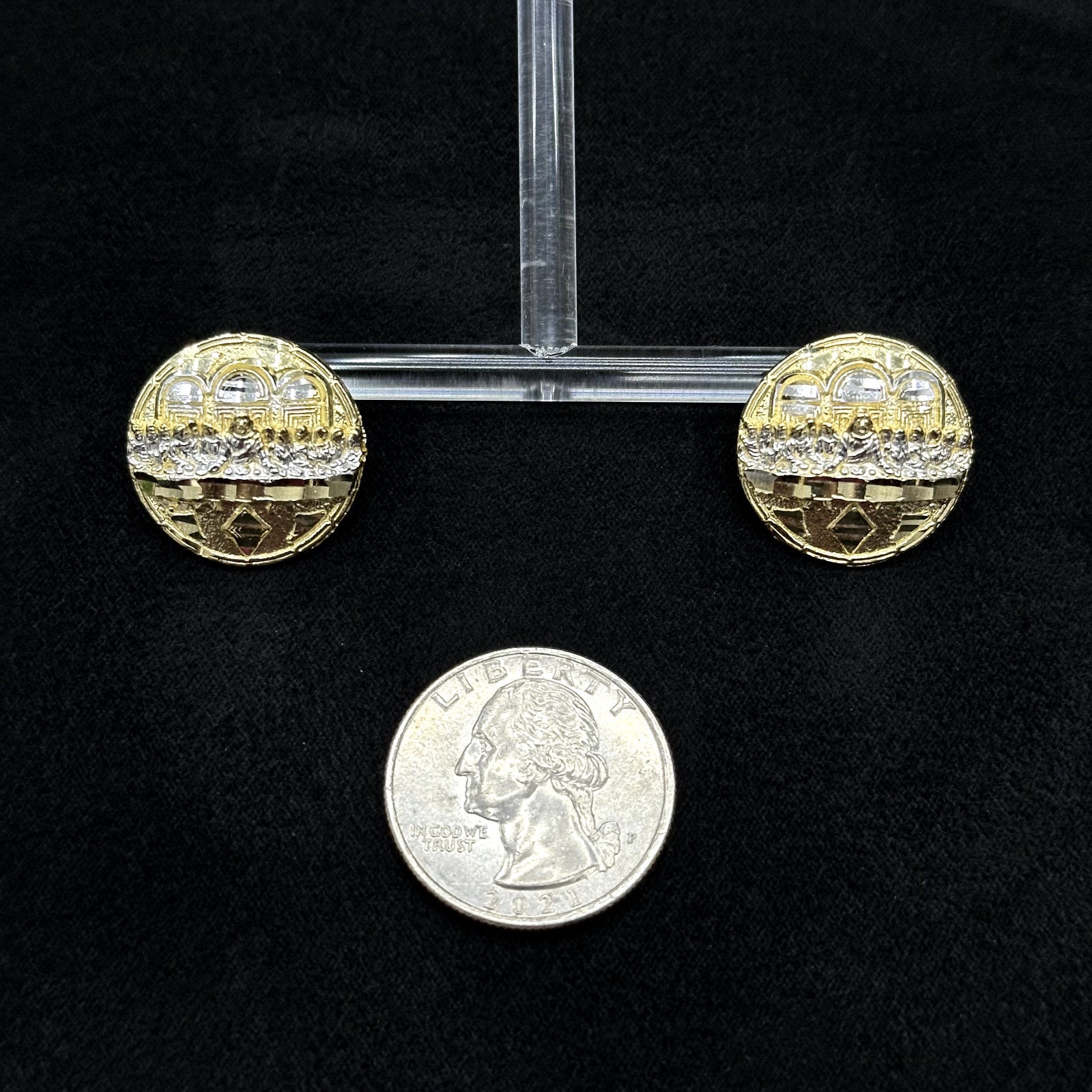 10k Gold Last Supper Earrings Large Size
