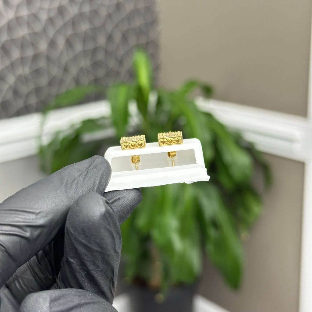 Genuine Natural Diamond Square Stud Earrings (1 CTW) 10k Real Gold