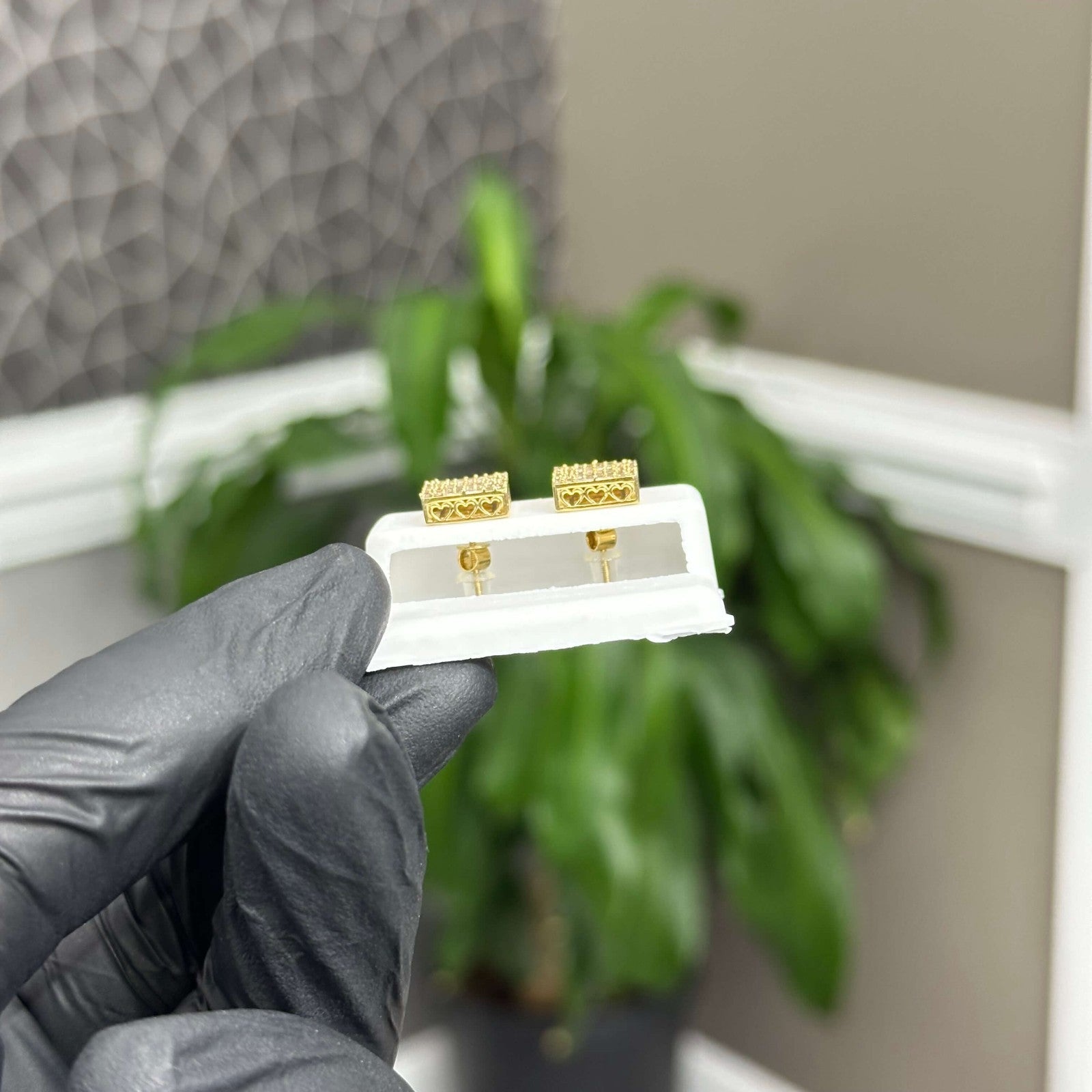 Genuine Natural Diamond Square Stud Earrings (1 CTW) 10k Real Gold