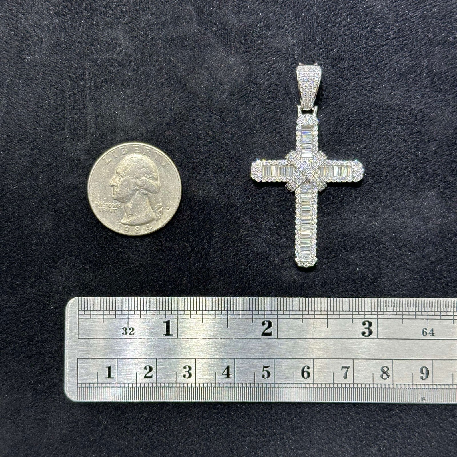 Unique Cross Charm X .925 Moissanite VVS D Passes Tester 2.40 CTW