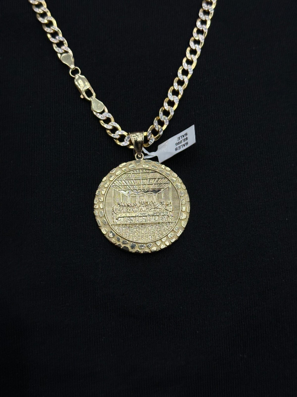 Round Last Supper Charm with Nuggets 10k Real Gold