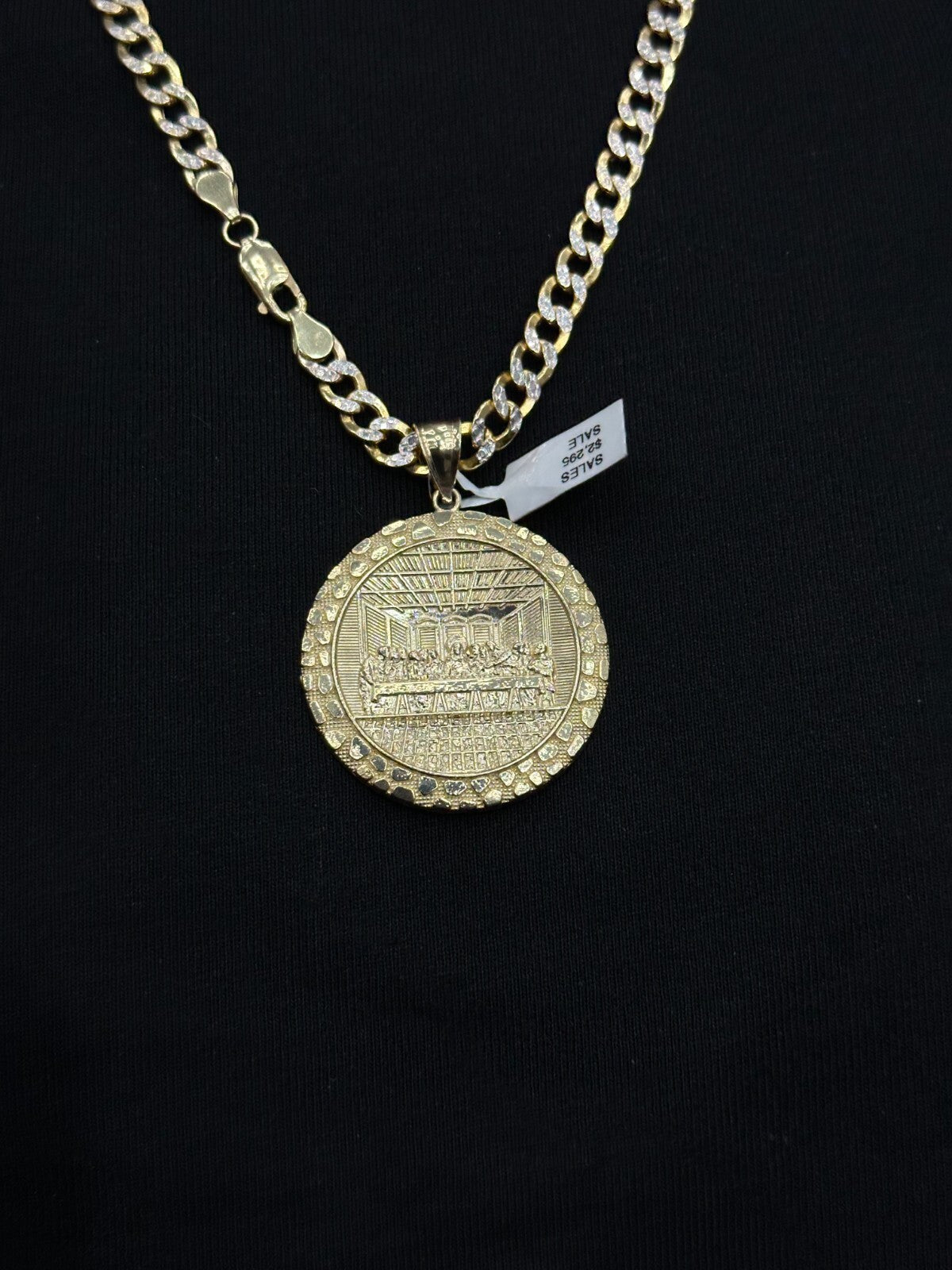 Round Last Supper Charm with Nuggets 10k Real Gold