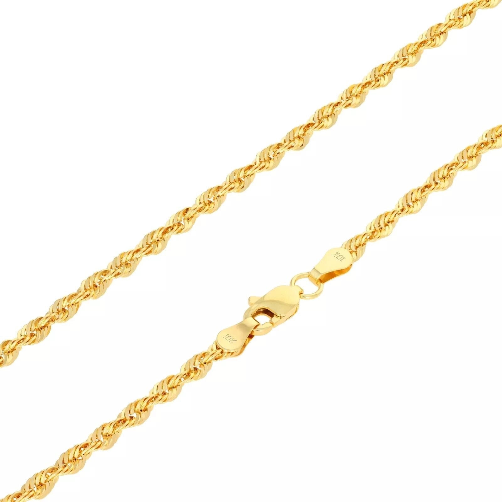 10K Rope Chain Yellow Gold 2mm-5mm Pendant Necklace Men Woman
