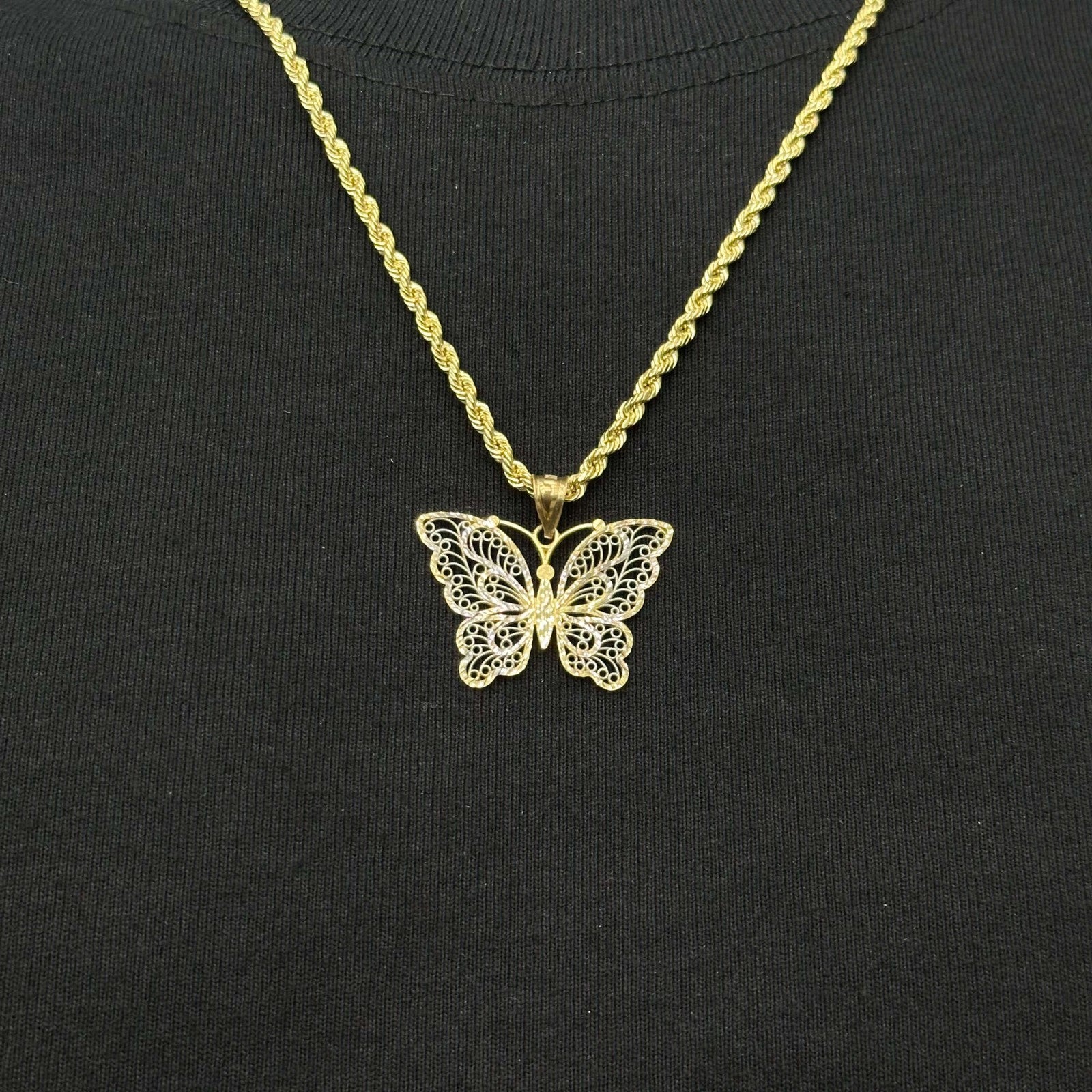 10k Real Gold Charm Butterfly Pendant Women's Jewelry