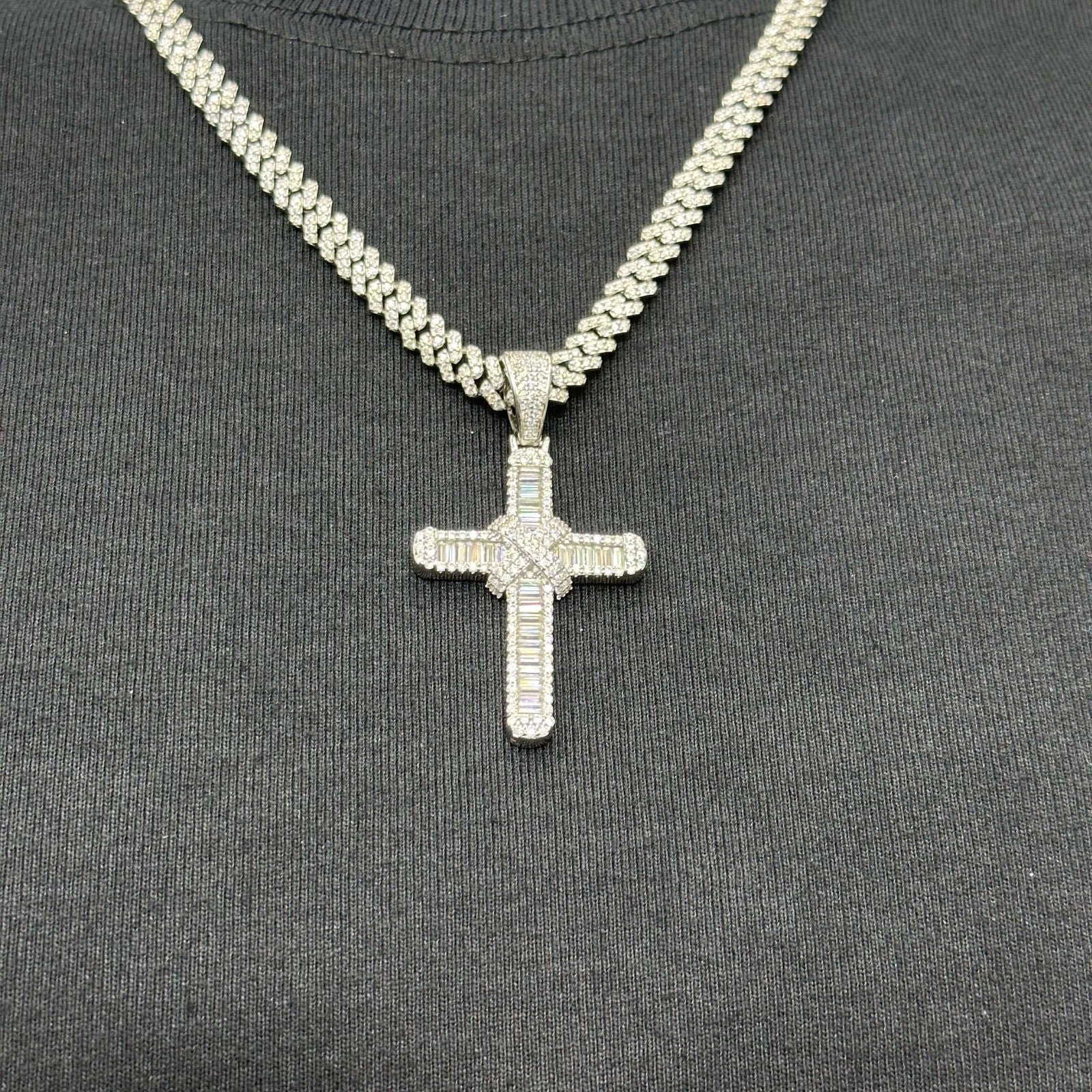 Unique Cross Charm X .925 Moissanite VVS D Passes Tester 2.40 CTW