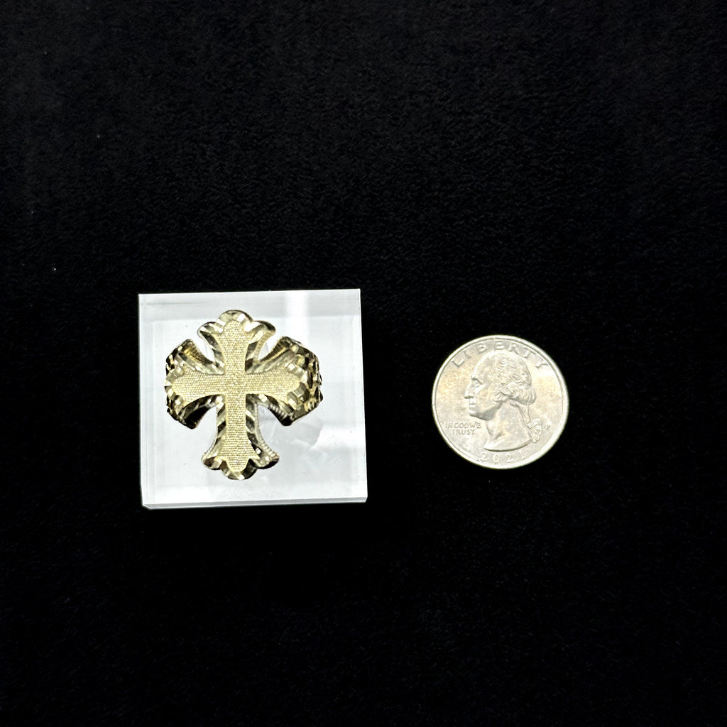 Real 10k Jesus Nugget Cross Ring Yellow Gold Mens Casual Ring 10kt