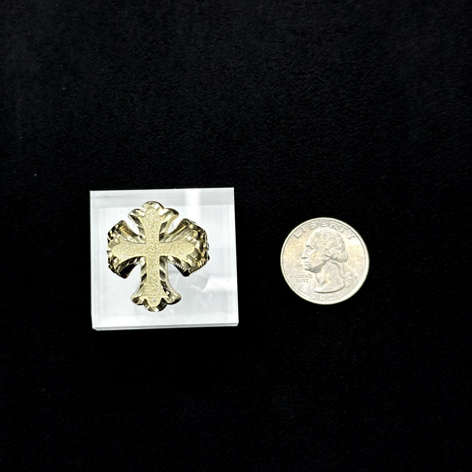 Real 10k Jesus Nugget Cross Ring Yellow Gold Mens Casual Ring 10kt